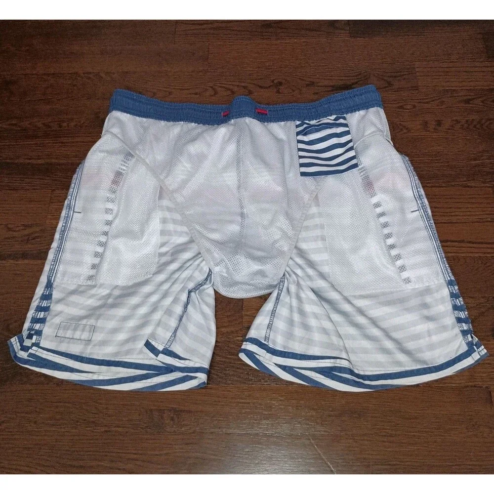 Vineyard Vines Swim Trunks Mens Large Lined Red White Blue Striped